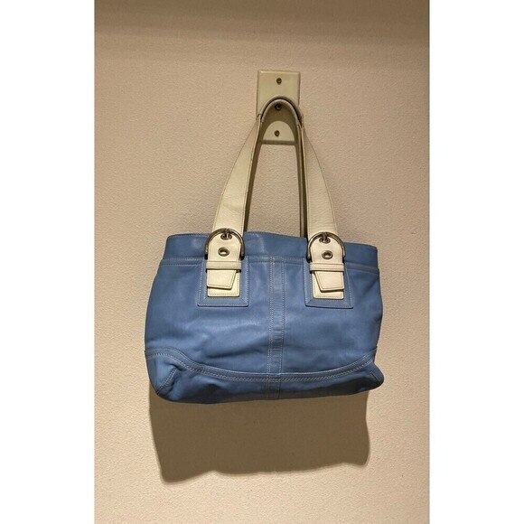 Coach leather Soho satchel Blue/White - Picture 1 of 11